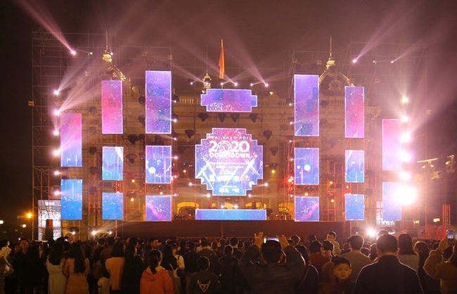 The exciting atmosphere welcomes the new year 2020 at the countdown stages.