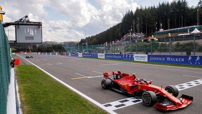 Formula One F1 - Belgian Grand Prix - Spa-Francorchamps, Stavelot, Belgium - September 1, 2019 Ferrari's Charles Leclerc crosses the finish line to win the race with Mercedes' Lewis Hamilton finishing second. (Photo: Pool via Reuters)