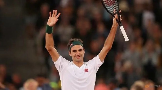 Switzerland's Roger Federer celebrates after winning an exhibition match against Spain's Rafael Nadal at Cape Town, South Africa, on Feb 7, 2020. (Reuters)