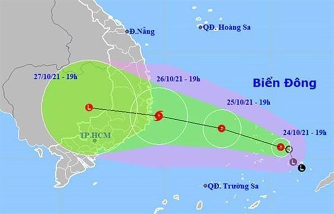 The predicted path of the tropical depression (Source: National Centre for Hydro-Meteorological Forecasting)