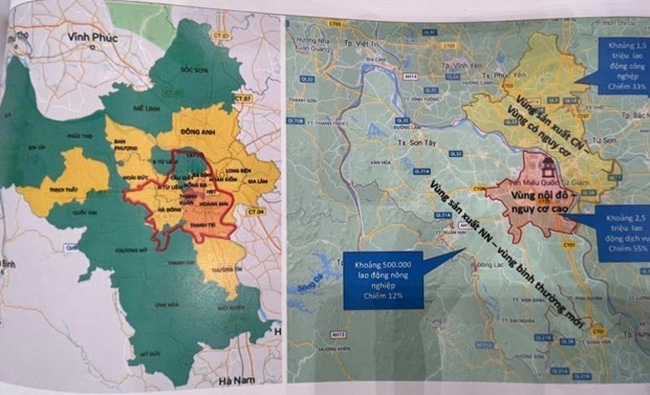 Detail maps on the division of zones in Hanoi (Photo: VNA)