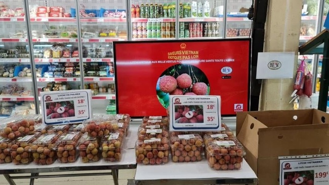Vietnamese lychees on sale at a supermarket in France