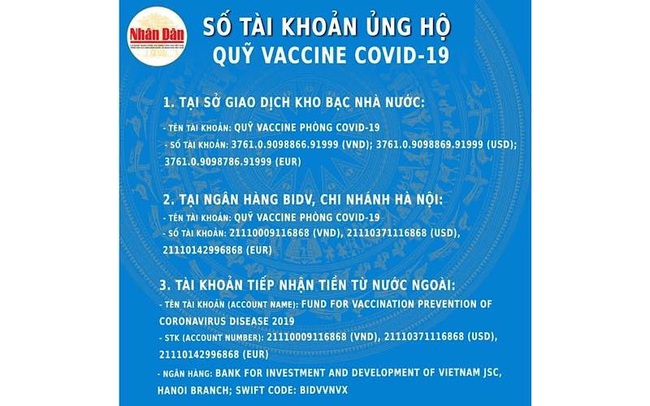 Bank accounts to accept donations for COVID-19 vaccine fund. (Photo: NDO)