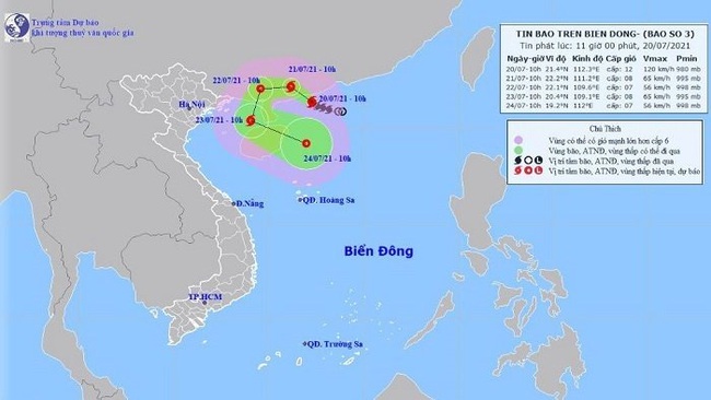 The direction of the storm. (Photo: nchmf.gov.vn)