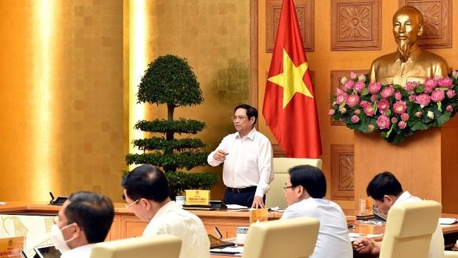 Prime Minister Pham Minh Chinh speaking at the meeting (Photo: Nhat Bac)