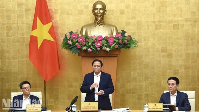 PM Pham Minh Chinh speaks at the event.