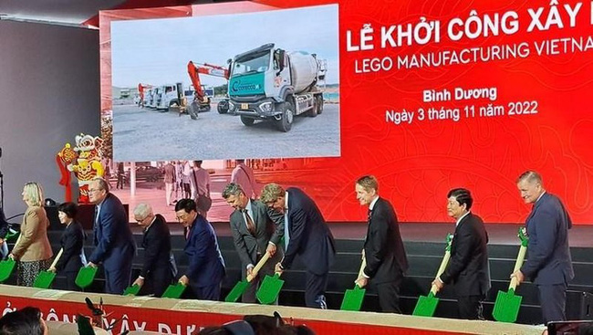 At the groundbreaking ceremony for the factory in Binh Duong.