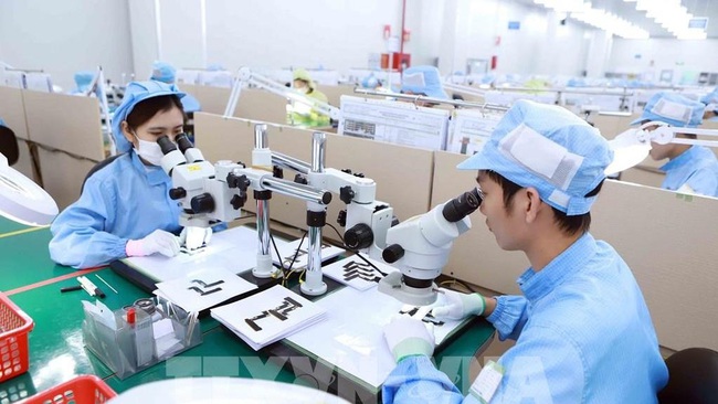 Producing electronic components at YoungPoong Electronics Vina in Binh Xuyen 2 industrial park, Vinh Phuc province (Photo: VNA)
