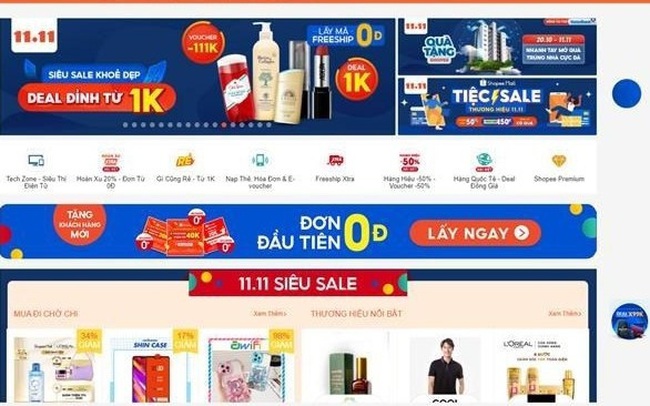 Products on sale on e-commerce platform Shopee (Screenshot photo)