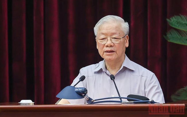 Party General Secretary Nguyen Phu Trong speaking at the conference. (Photo: NDO)
