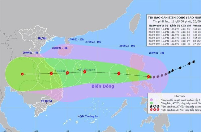 The position and direction of storm Noru. (Photo: nchmf.gov.vn)