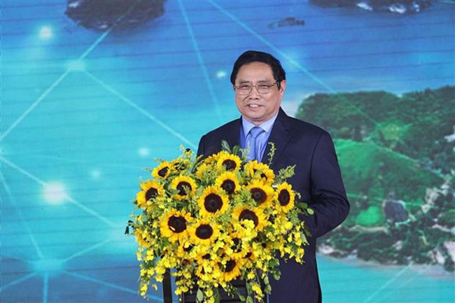 PM Pham Minh Chinh addresses the expressway inauguration ceremony in Quang Ninh province on September 1. (Photo: VNA)