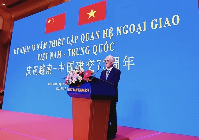 Vietnamese Ambassador to China Pham Sao Mai speaks at the celebration (Photo: NDO)