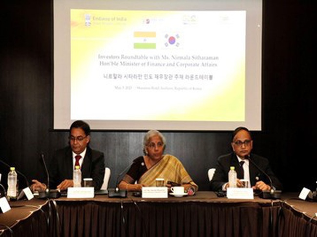 Indian Union Finance Minister Nirmala Sitharaman attended the Investors Roundtable meeting in South Korea