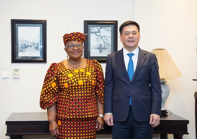 Vietnamese Minister of Industry and Trade Nguyen Hong Dien (R) and Director-General of the World Trade Organisation (WTO) Ngozi Okonjo-Iweal. (Photo: VNA)
