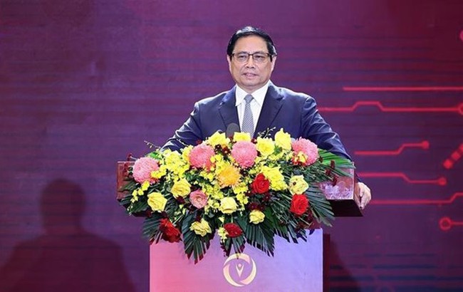 Prime Minister Pham Minh Chinh addresses an event held in Hanoi on October 10 to mark the National Digital Transformation Day 2023 (Photo: VNA)
