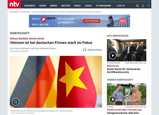 German news website NTV has published an article highlighting the attractiveness of the Southeast Asian country to German businesses. (Photo: VNA)