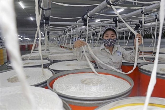 Fibre production line at Ha Nam Textile Company Limited in Ha Nam province. (Photo: VNA)