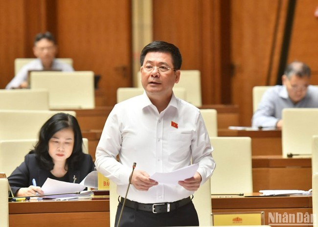 Minister of Industry and Trade Nguyen Hong Dien speaks at the National Assembly's Q&A session on November 7. (Photo: VNA)