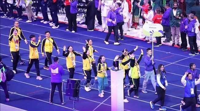 Vietnamese sports delegation at the opening ceremony of the Special Olympics World Games on June 17. (Photo: VNA)