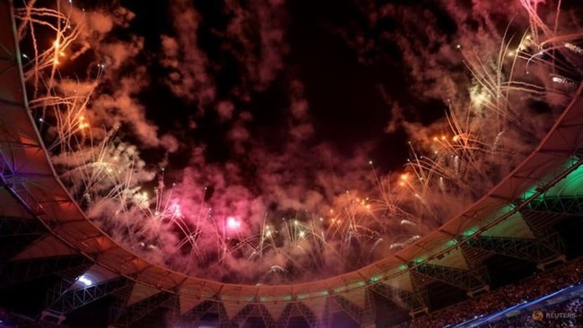 General view of a fireworks display after the match. (Photo: Reuters)