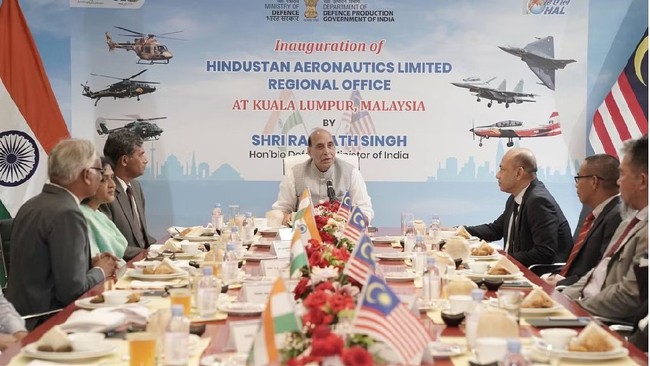 Defence Minister Rajnath Singh in Kuala Lumpur, Malaysia on Tuesday. (Photo: @DefenceMinIndia)