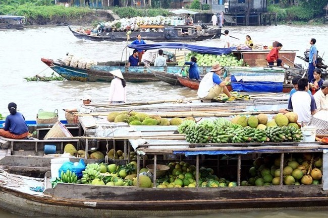 Ba Ngan floating market, Nga Bay town, the Vietnamese Mekong Delta province of Hau Giang (Photo: VNA)