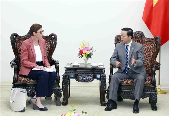 Deputy Prime Minister Tran Hong Ha (right) and WHO Representative in Vietnam Angela Pratt. (Photo: VNA)