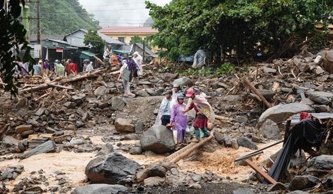 Mu Cang Chai district following a flash flood (Photo: VNA)