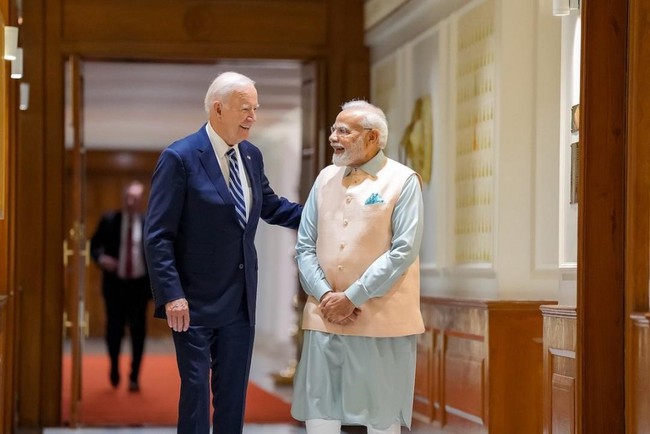 US President Joe Biden and Indian Prime Minister Narendra Modi at the 2023 G20 Summit in Delhi