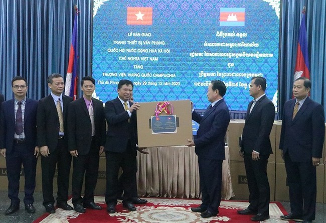 The handover of office equipment to the Cambodian Senate.