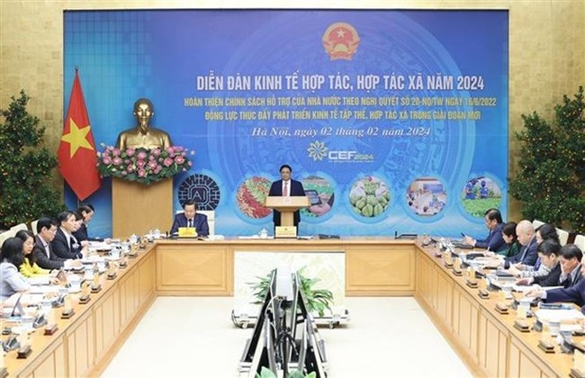 The 2024 forum on the cooperative economy and cooperatives takes place in Hanoi on February 2. (Photo: VNA)