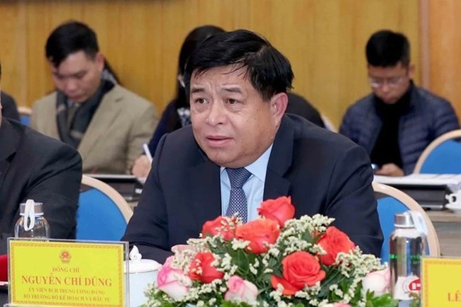 Minister of Planning and Investment Nguyen Chi Dung speaks at the meeting. (Photo: The Courtesy of the Ministry)