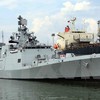 Indian naval ship INS Sahyadri docks in Da Nang