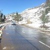 Ice causes slippery roads