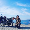Vietnamese backpacker traveling around the world by motorbike