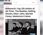 Billboard công bố danh sách nghệ sĩ âm nhạc nổi bật nhất mọi thời đại