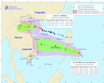 Bão số 7 bắt đầu suy yếu, tâm bão nằm ngay trên vùng biển Thái Bình