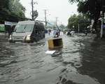 TP.HCM ngập sâu sau cơn mưa lớn, người xe bì bõm lội nước