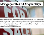 Người mua nhà tại Mỹ phải trả lãi cao nhất trong vòng 20 năm trở lại đây