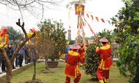 Neu tree planted for tet at Thang Long Citadel