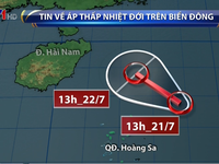 Vùng áp thấp trên Biển Đông mạnh lên thành áp thấp nhiệt đới