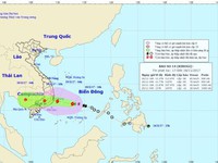 Tâm bão số 14 cách bờ biển các tỉnh Khánh Hòa - Ninh Thuận - Bình Thuận khoảng 400km