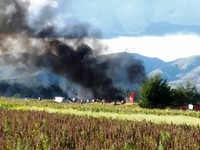 Máy bay Peru bốc cháy khi hạ cánh