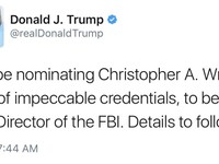 Ông Donal Trump đề cử Giám đốc FBI qua Twitter