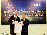 Ảnh: Chủ tịch FIFA Gianni Infantino trong chuyến thăm và làm việc tại Việt Nam