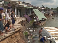 Tái diễn sạt lở ở Cần Thơ, 5 căn nhà chìm xuống lòng sông