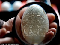Biến vỏ trứng thành tác phẩm điêu khắc tinh xảo