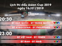 Lịch thi đấu và trực tiếp Asian Cup 2019 ngày 16/01: Tâm điểm ĐT Việt Nam - ĐT Yemen