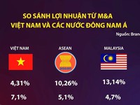 So sánh tỷ lệ lãi M&A giữa Việt Nam và các nước Đông Nam Á